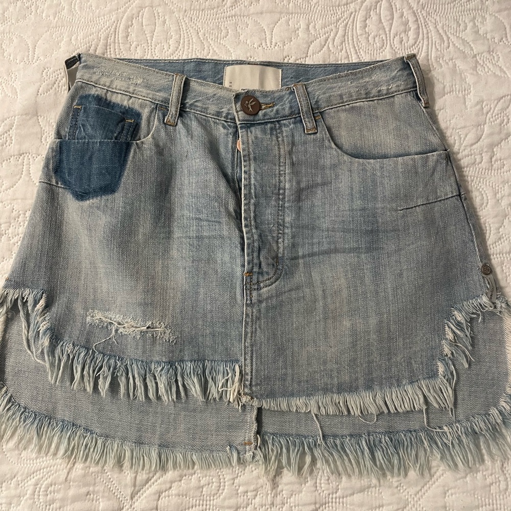 One Teaspoon Blue Asymmetrical Mini Skirt